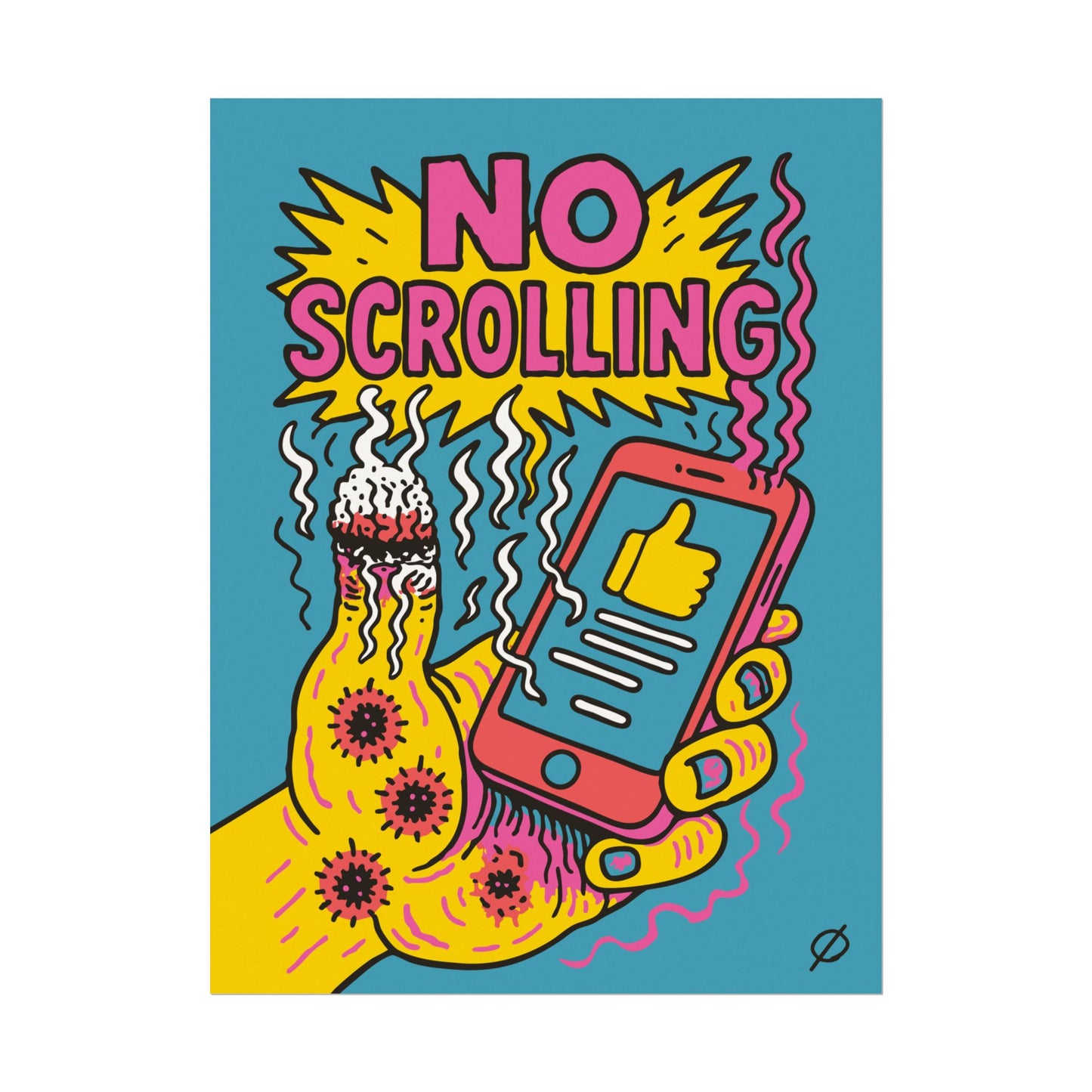 "No Scrolling" Textured Watercolor Poster